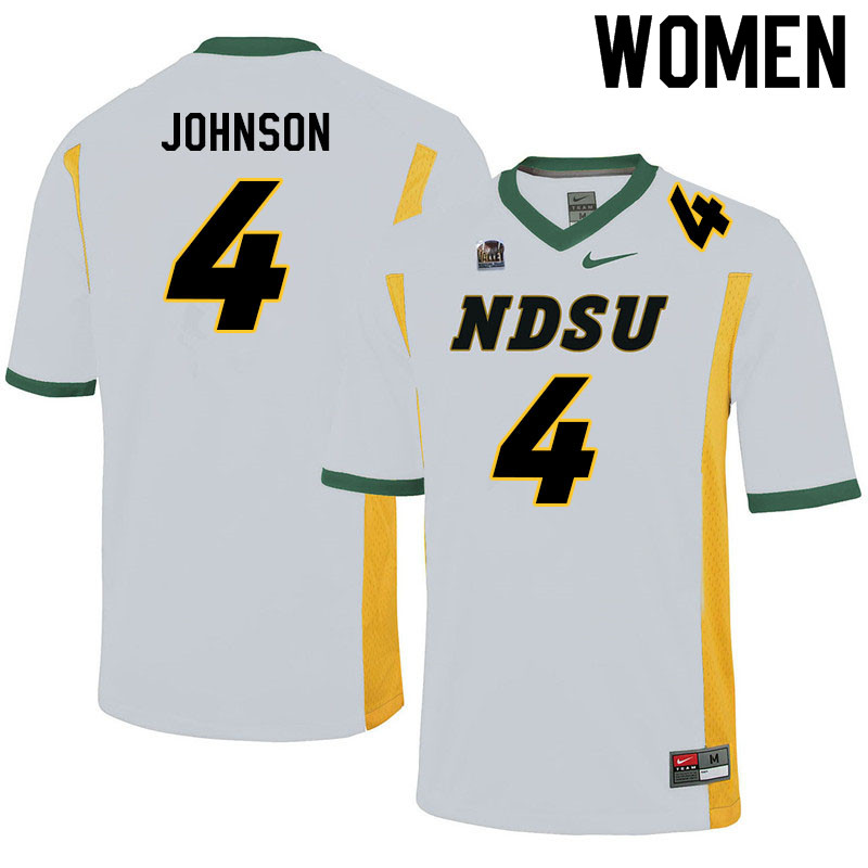 Women #4 Kobe Johnson North Dakota State Bison College Football Jerseys Sale-White